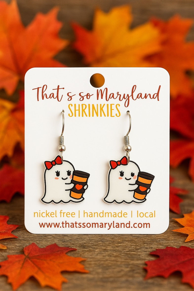 Ghost Coffee Dangle Earrings
