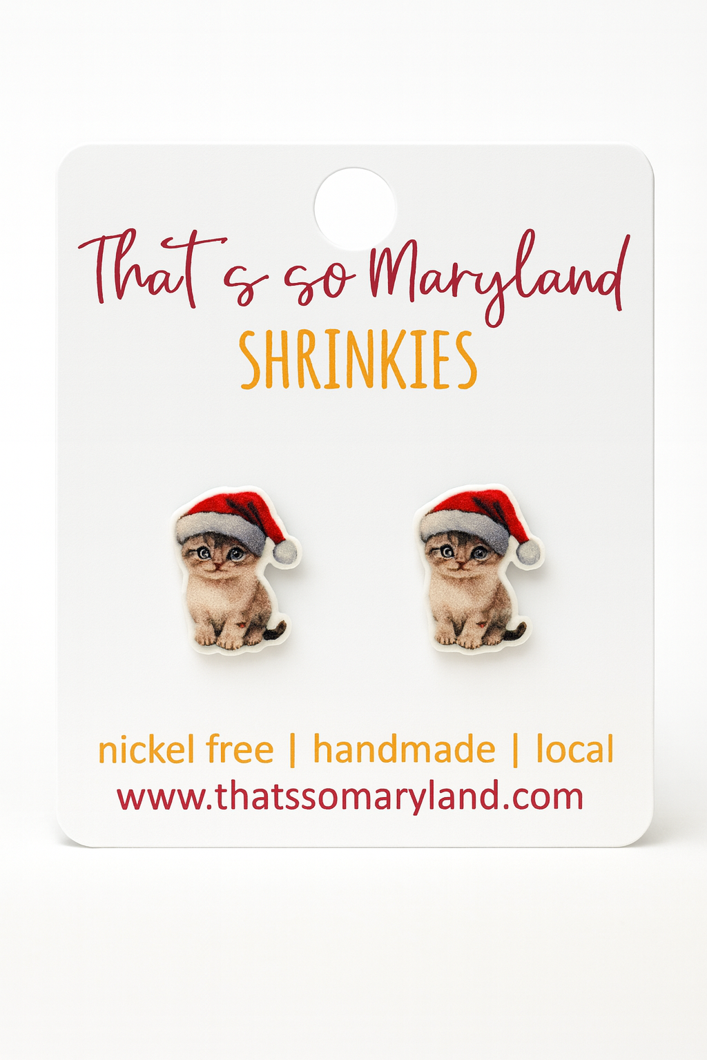 Christmas Cat Stud Earrings