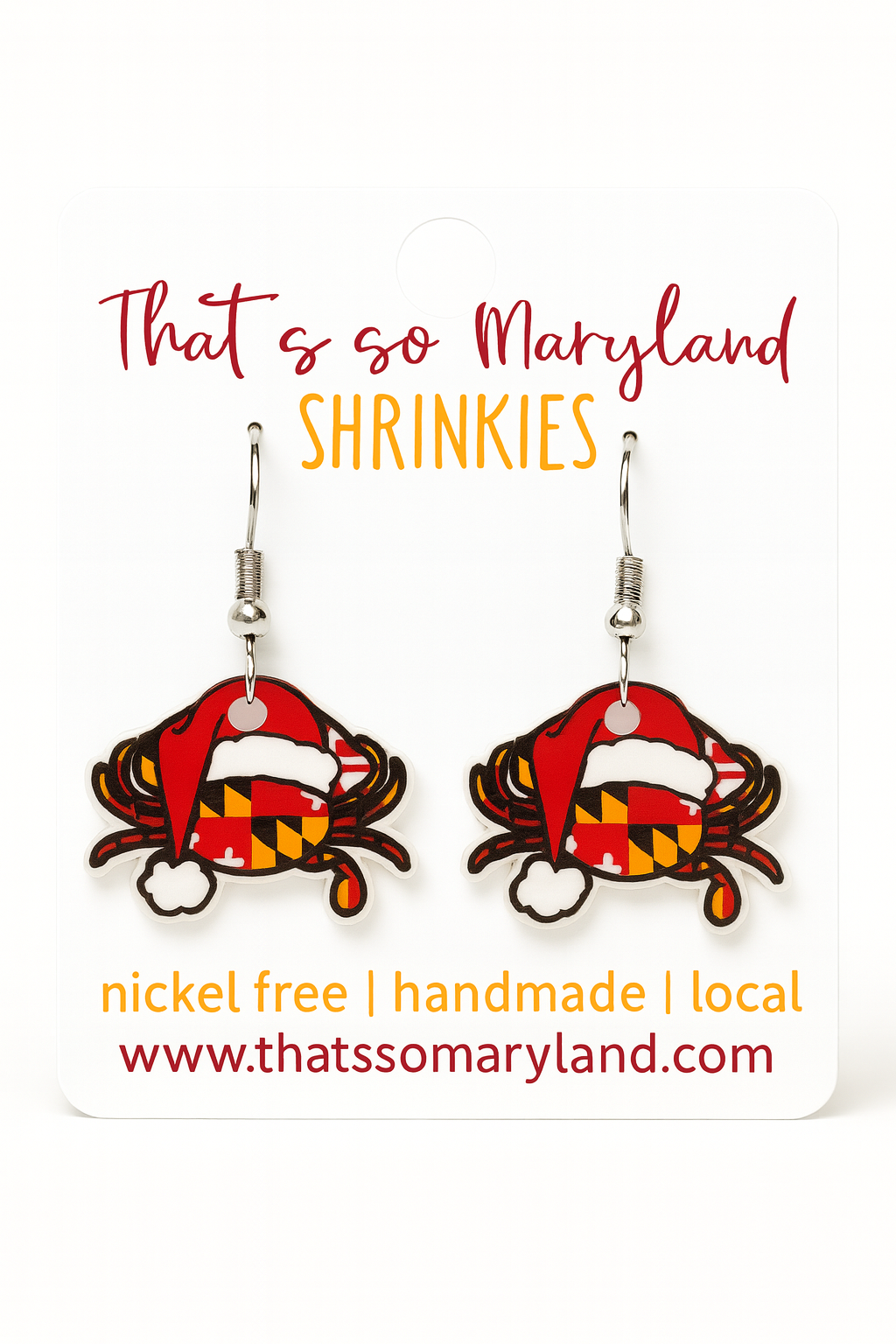 Santa Maryland Crab Dangle Earrings