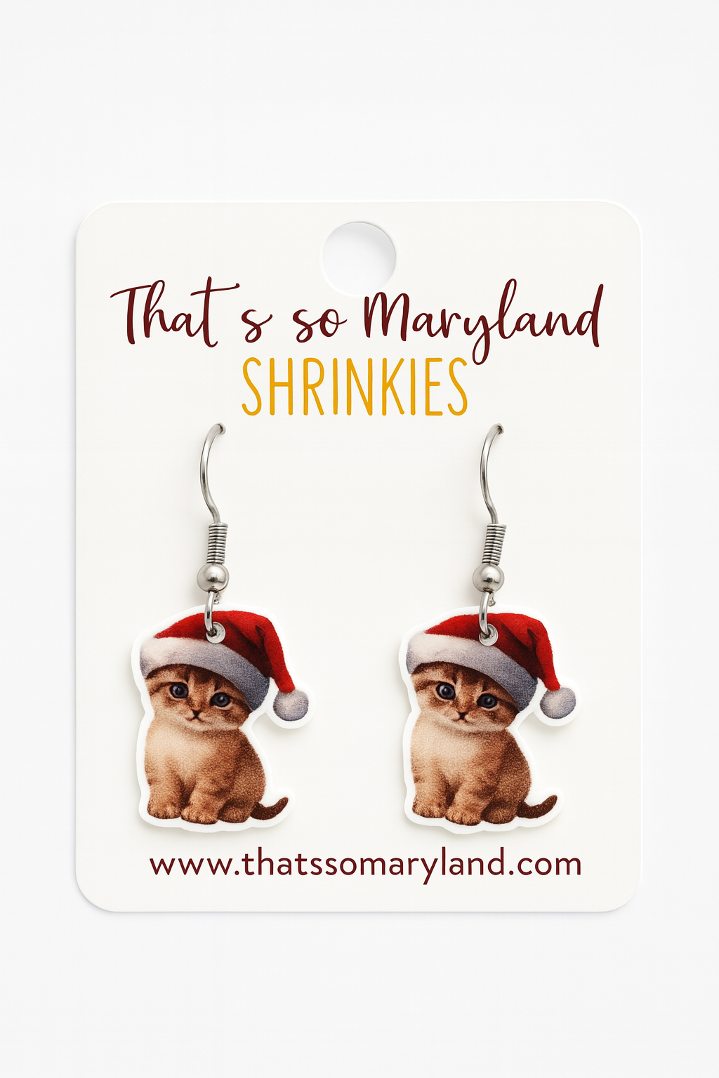 Christmas Kitten Dangle Earrings