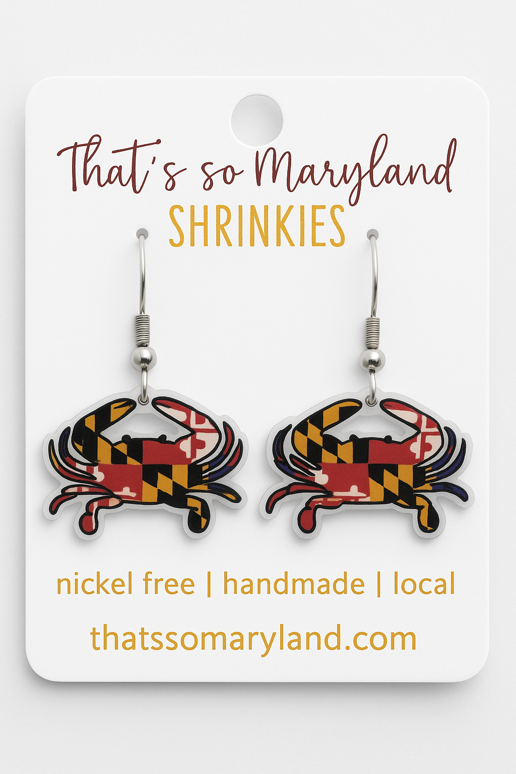 Maryland Crab Flag Dangle Earrings