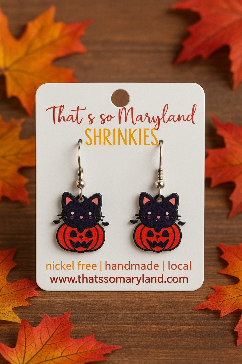 Halloween Cat Dangle Earrings