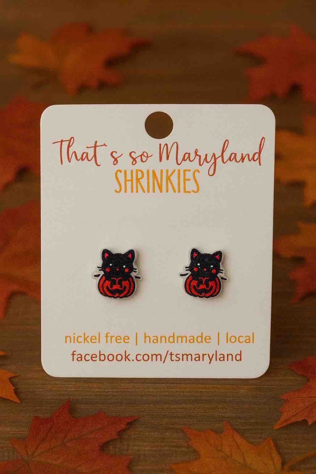 Cat Pumpkin Stud Earrings