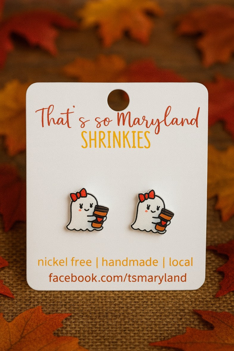 Ghost Coffee Stud Earrings